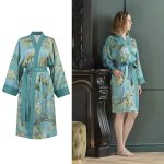 Van Gogh Almond Blossom Tencel Blue Kimono Bathrobe