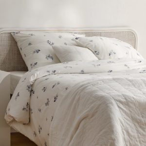 White & Grey Cotton BedSheet Set