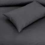Grey Self-Striped King Size Fitted Bed Sheet Set - T-300