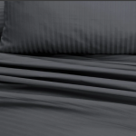 Luxury Grey Self-Striped King Size Duvet Cover Set - 100% Cotton Sateen T-300 Thread Count
