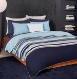 Sea Blue Striped Duvet Cover Set | T-300 | By Lacoste