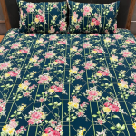 Sapphire Floral Field: Luxurious 210-Thread Count Cotton Sateen King Bed Sheet