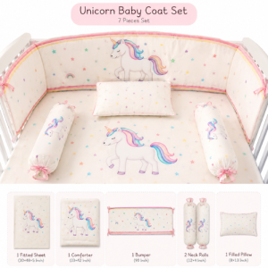 Sapphire Unicorn Baby Girl 6 Pcs Luxury Cot Set