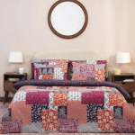 Luxury Patchwork Print King Cotton Percale Bedsheet Set | 220 TC | Sapphire