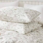 Sapphire Nocturne: 300-Thread Count Luxury Cotton Sateen King Bedsheet Set with Botanical Elegance