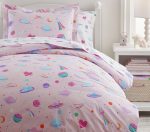Galaxy Heart Glow-in-the-Dark Queen Fitted Cotton Bedsheet Set | 210 TC | Pottery Barn