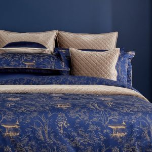 Japanese Maple / Navy Double Duvet Cover | T-300 | by Christy USA