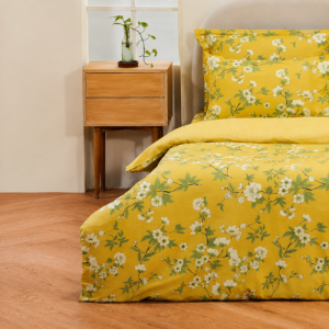 Yellow Mustard Floral Print Single Duvet Cover Set | T-210 | by Sapphire