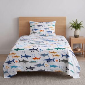 Shark Party Single Bedsheet | T-220 | by Pottery Barn