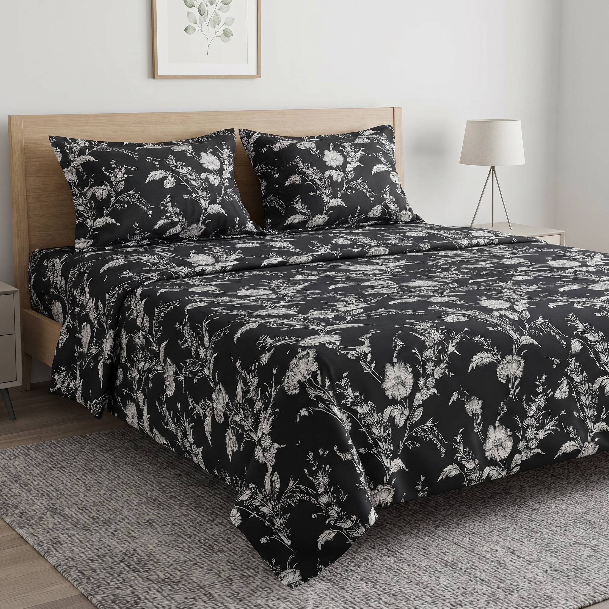 Shadow Floral Bedsheet | T-300 | by Sapphire Home - Image 5