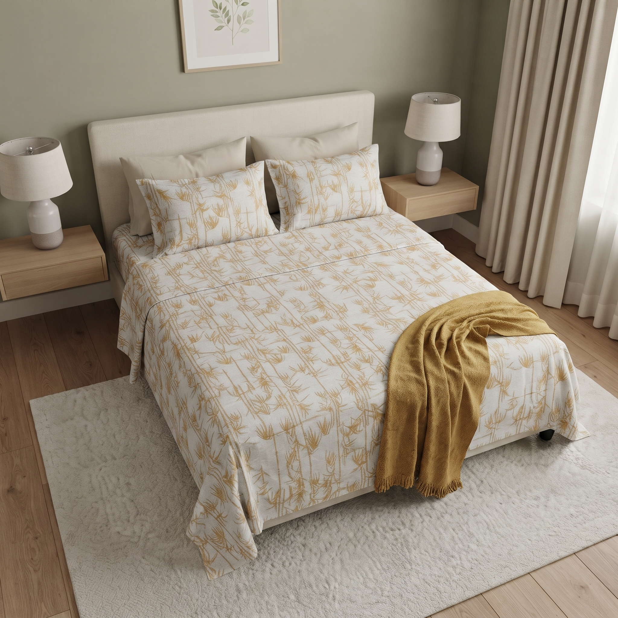 Golden Bamboo Bedsheet | T-300 | by Sara Miller - Image 4