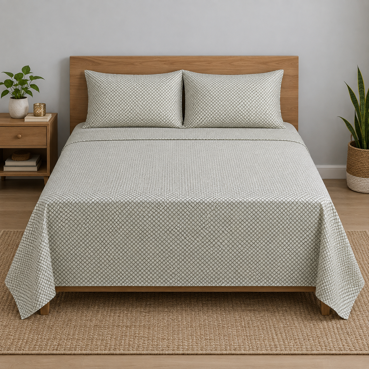 Monochrome Lattice Weave Sheet | T-300 | by Bedding House