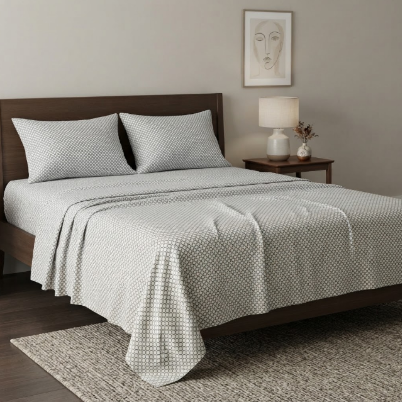Monochrome Lattice Weave Sheet | T-300 | by Bedding House - Image 3