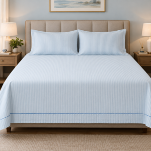Blue Embroidered Border Bedsheet Set by Elcorte Engles